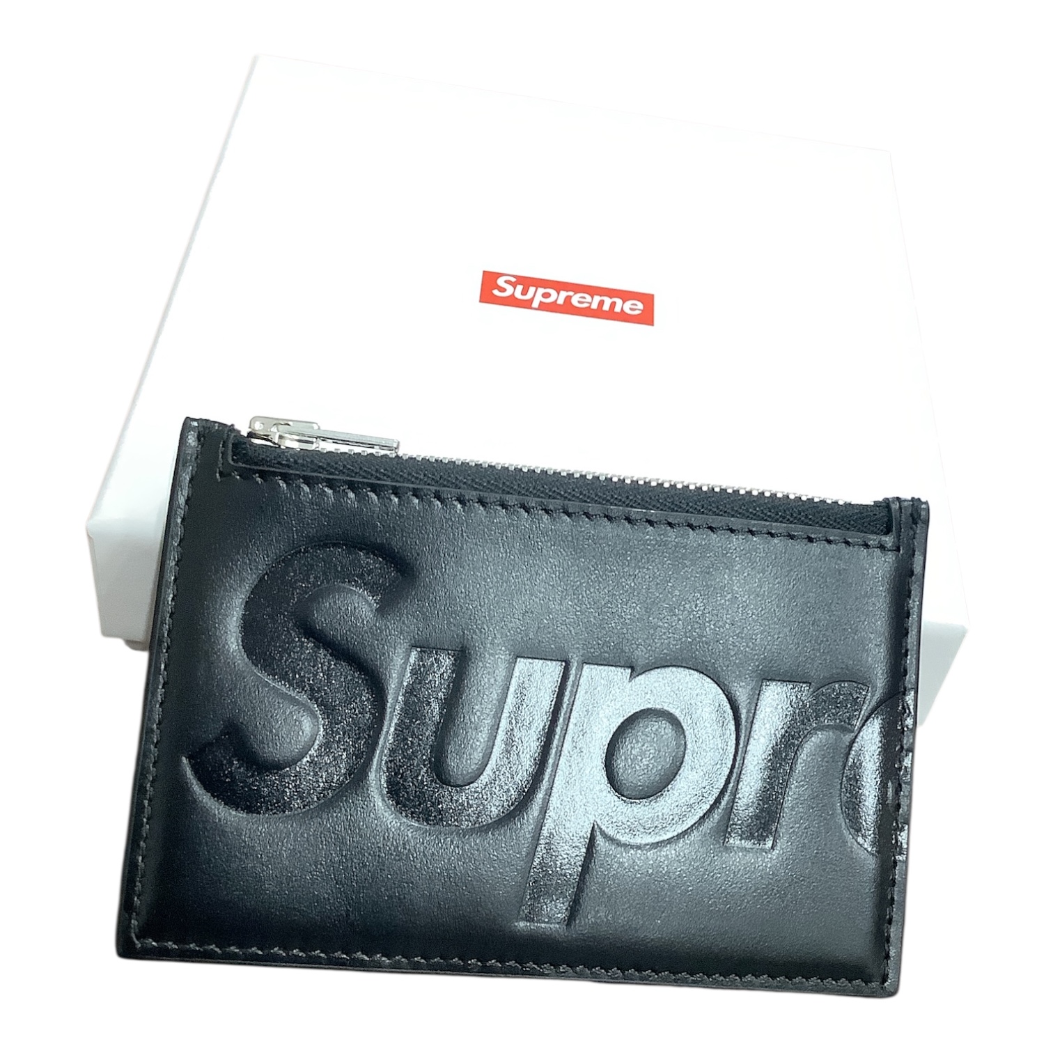 Supreme Leather Zip Card Holder (25SS) "Black"