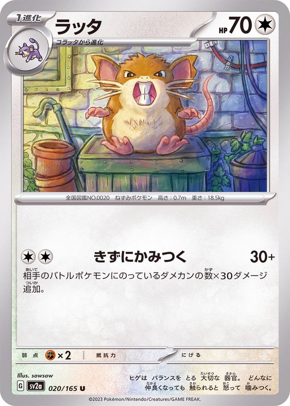 ラッタ 【U】 SV2a 020/165 （Pokemon CARD GAME）